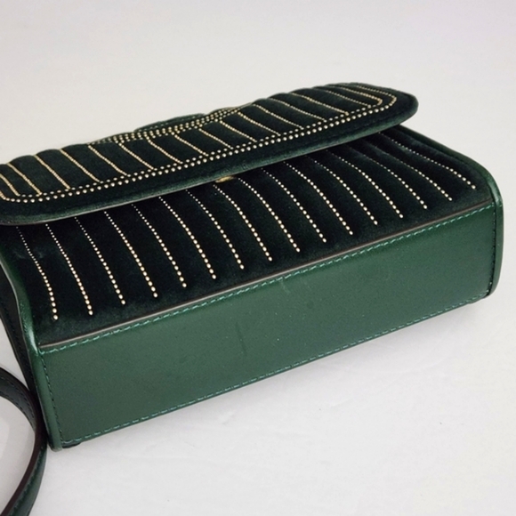 TORY BURCH FLEMING VELVET STUDDED CROSSBODY BAG PINE TREE GREEN - Picture 7 of 7